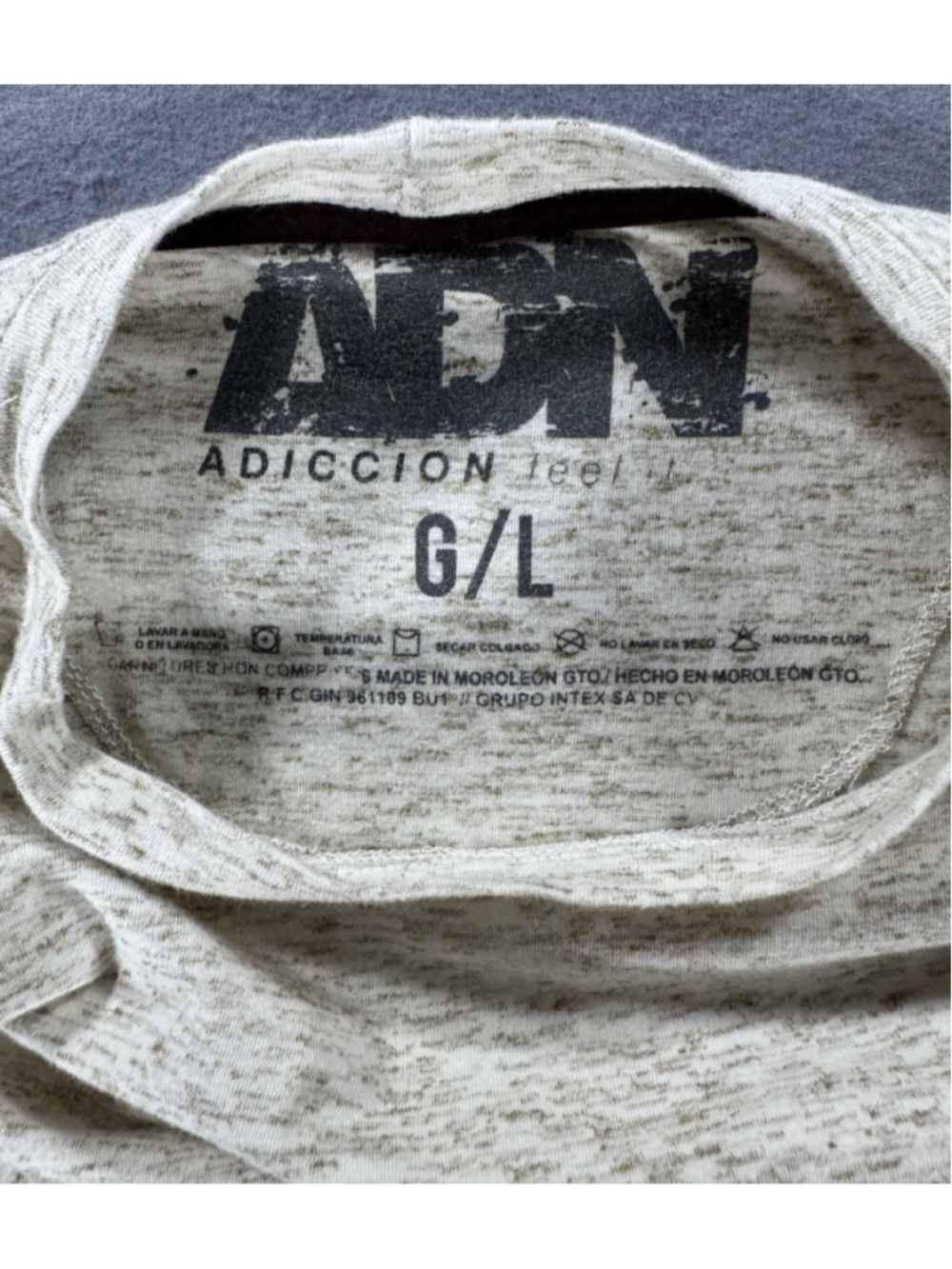 ADN Adiccion Mens G/L Gray Heather Long Sleeve Graphic T-Shirt Mexico Made - Picture 3 of 15